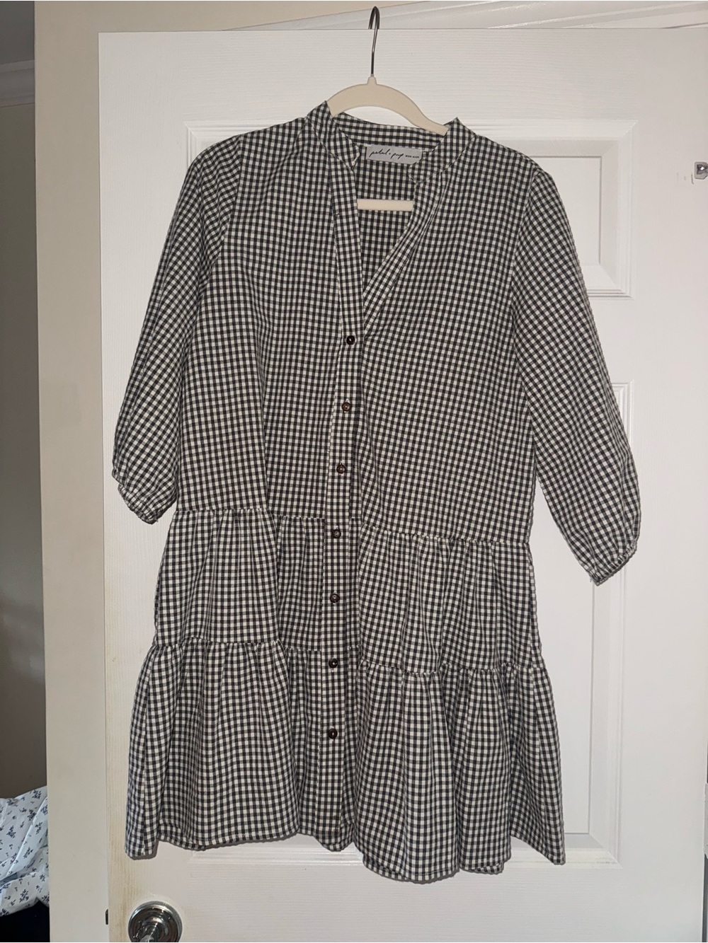 Petal & Pup Tiered Black checkered dress